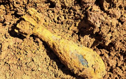 Bombă de artilerie descoperită în Cihei