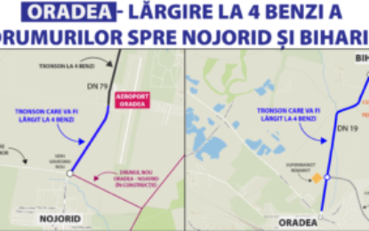 Drumuri lărgite la 4 benzi  între Oradea – Nojorid și Oradea – Biharia