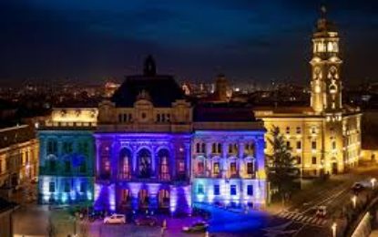 Clădirea Primăriei și Podul Centenarului, iluminate în albastru pentru a marca Ziua Mondială a Autismului