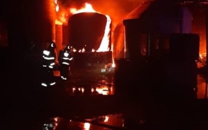 Incendiu violent la o hală industrială din comuna Finiș