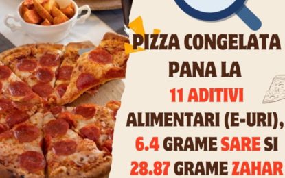 Studiu InfoCons: Pizza congelată – Până la 11 aditivi alimentari (E-uri), 6.4 grame sare și 28.87 grame zahăr per produs