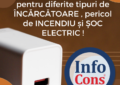 ATENȚIE la ALERTELE pentru diferite tipuri de ÎNCĂRCĂTOARE, pericol de INCENDIU și ȘOC ELECTRIC!