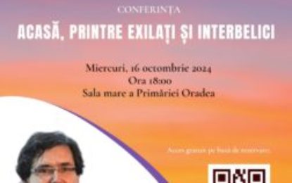 Conferinţa „Acasă, printre exilaţi şi interbelici” cu dr. Cristian Bădiliță, la Primăria Oradea