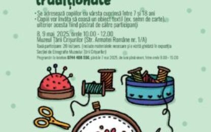 Atelier de cusături pe etamină cu motive tradiționale